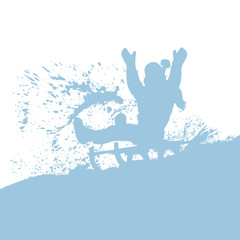 Silhouette mit Schlitten - Rodeln