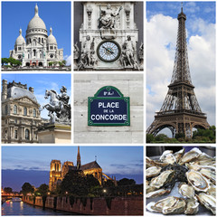 Paris landmarks collage
