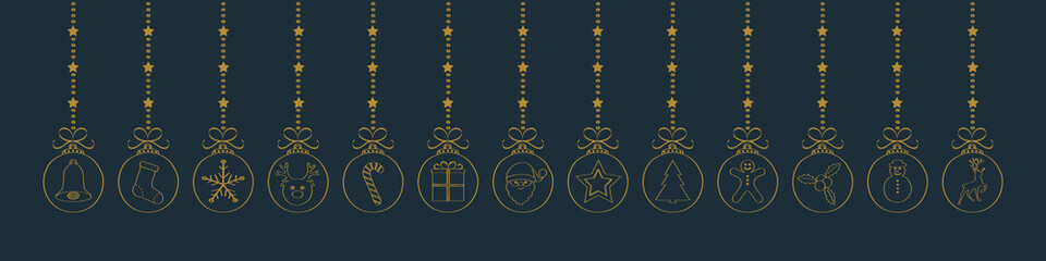 Fototapeta na wymiar Christmas garland with decorations. Vector.