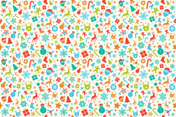 Christmas pattern with ornaments - seamless texture. Vector.	
