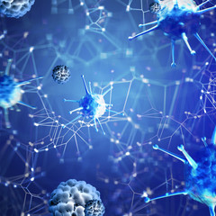 3d medical background with viruses ,bacteries and cells