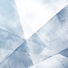 Watercolor light blue background. Hand painted abstractly crumpled folded paper. Triangle geometric pattern.