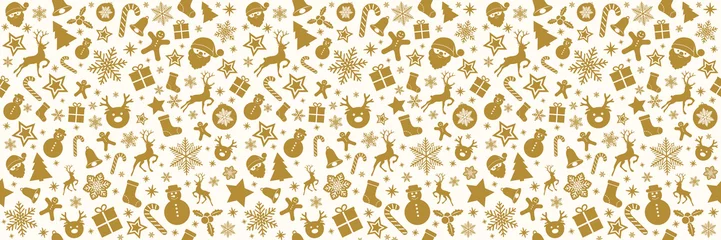 Poster Im Rahmen Panoramic seamless pattern with Christmas decorations. Vector. © Karolina Madej