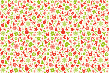 Christmas wrapping paper with ornaments. Vector.
