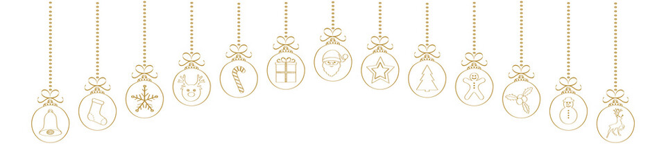 Christmas garland with hand drawn elements. Vector.