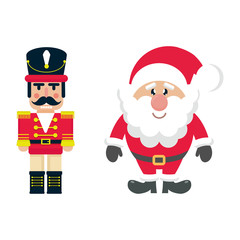 cartoon cute nutcracker and santa claus