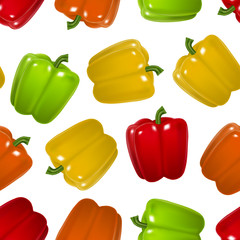 Realistic Detailed Color Pepper Seamless Pattern Background. Vector