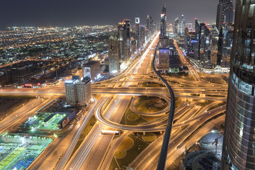 Fototapeta na wymiar Dubai Skyline in Night View