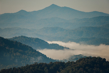 Naklejka premium Fog on the mountain view point