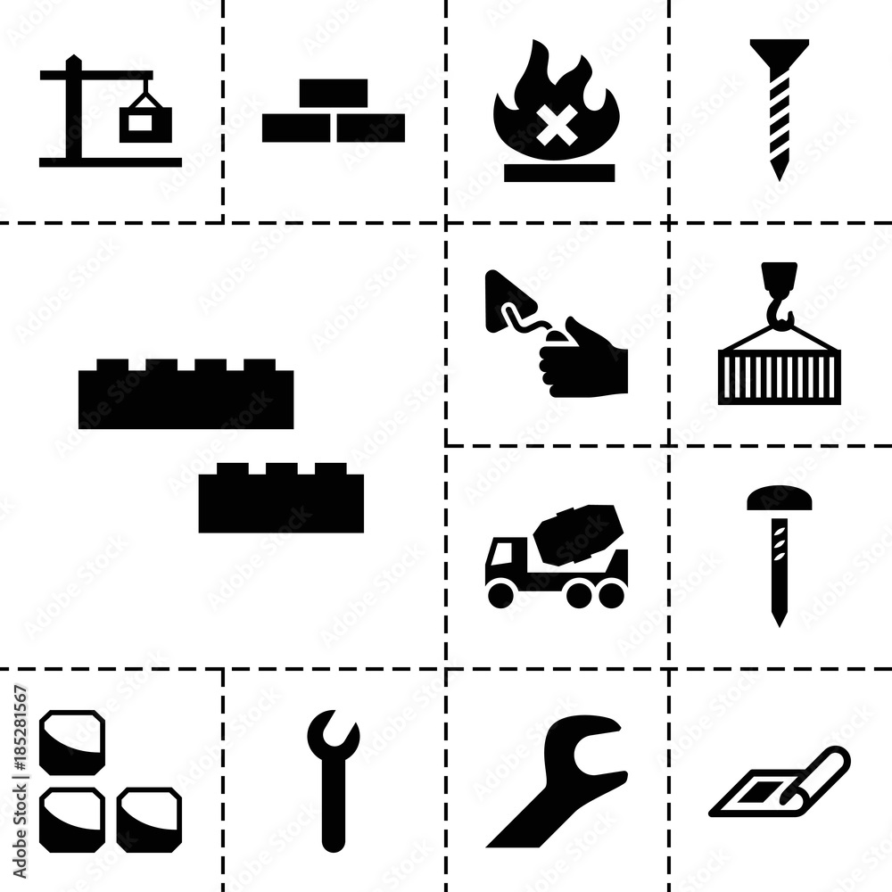 Aufkleber build icons. set of 13 editable filled build icons