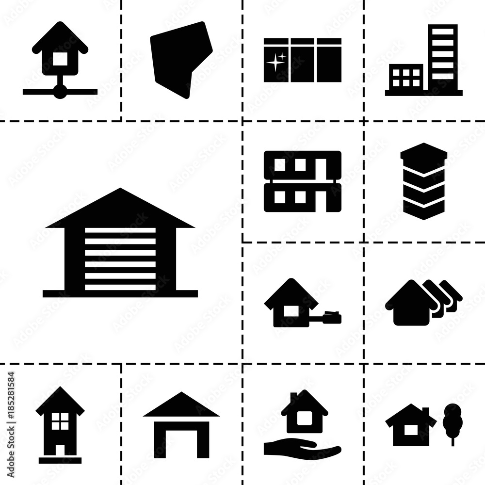 Poster real icons. set of 13 editable filled real icons