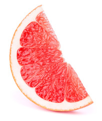 Grapefruit slice isolated on the white background with clipping path