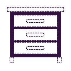 chest of drawers front view in purple dotted silhouette