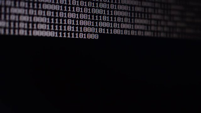 Binary code on the monitor screen.