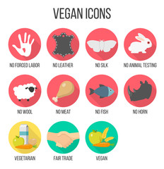 Vegan Icon Set Flat Design
