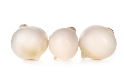 Ripe onions on white background