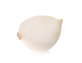 Ripe onion half on white background