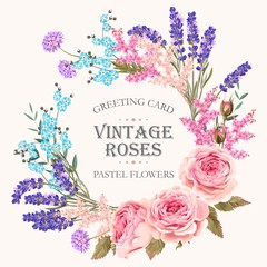 Card with lavender wreath