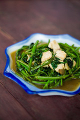 Morning glory with chicken stirfry