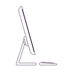desktop computer side view in purple dotted silhouette