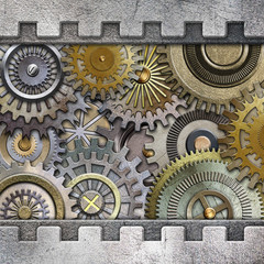 3D metallic gears background