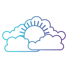 cloud cumulus and sun flat icon in degraded blue to purple color contour