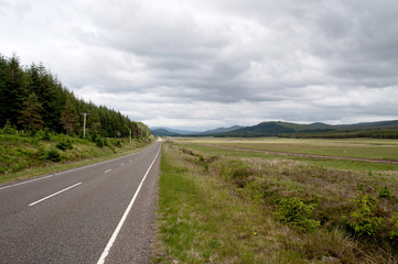 Fototapeta na wymiar Main roads in typical Scottish countryside