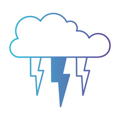 cloud with lightnings in degraded blue to purple color contour