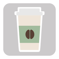 Coffee cup vector illustration. Paper offee cup icon isolated on background. Plastic coffee cup with hot coffee in flat style.