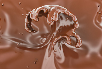 Splash chocolate 3d rendering