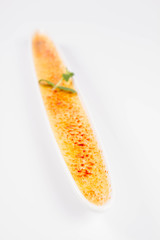 Crème brûlée on a white background