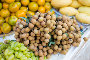 Bunch of fresh longan fruits
