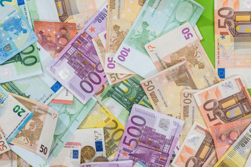 Obraz na płótnie Canvas Different euro bills as background
