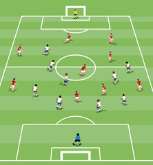 Vector illustration of Soccer situation in flat design.