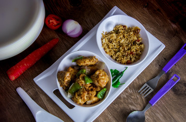 Chilly Chicken With Rice 