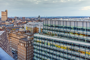 Fototapeta premium Amazing Sunset panorama from Tate modern Gallery to city of London, England, Great Britain