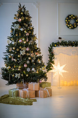 Christmas decorations, Christmas tree, gifts, new year