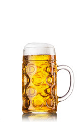 Mug with beer on white background. Still life