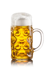 Mug with beer on white background. Still life