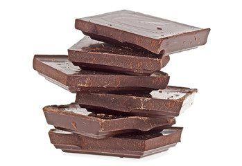Close up of chocolate bar isolated on a white background