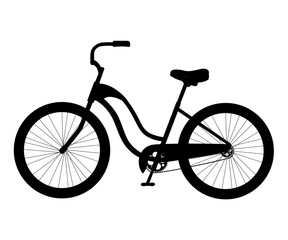 The simple city bike black icon silhouette the traffic element vector illustration isolated on white background website page and mobile app design
