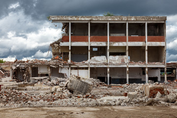 Demolition building after earthquakes or war
