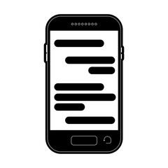 smartphone with chat text in screen in black silhouette