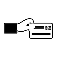 hand holding a credit card in black silhouette