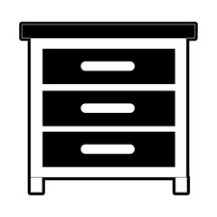 chest of drawers front view in black silhouette