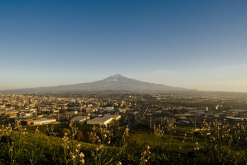Fototapeta premium View of Catania at the foot of the Etna volcano