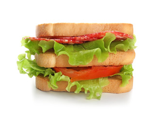Delicious sandwich on white background