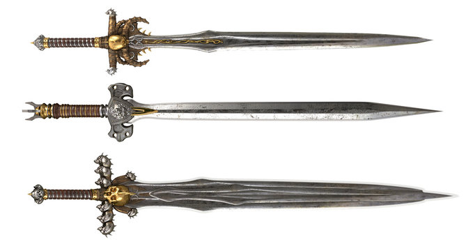 Swords on a white background. 3d illustration