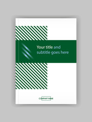 Banner cover template design for web and book printing with lines. Green design.