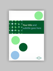 Banner cover template design for web and book printing with circle pattern. Green design.